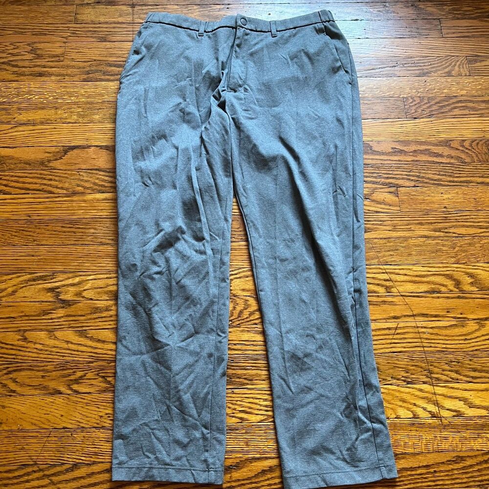 Uniqlo Smart Ankle Dress Pants Mens Size L Gray Stretch Elastic Waist Drawstring